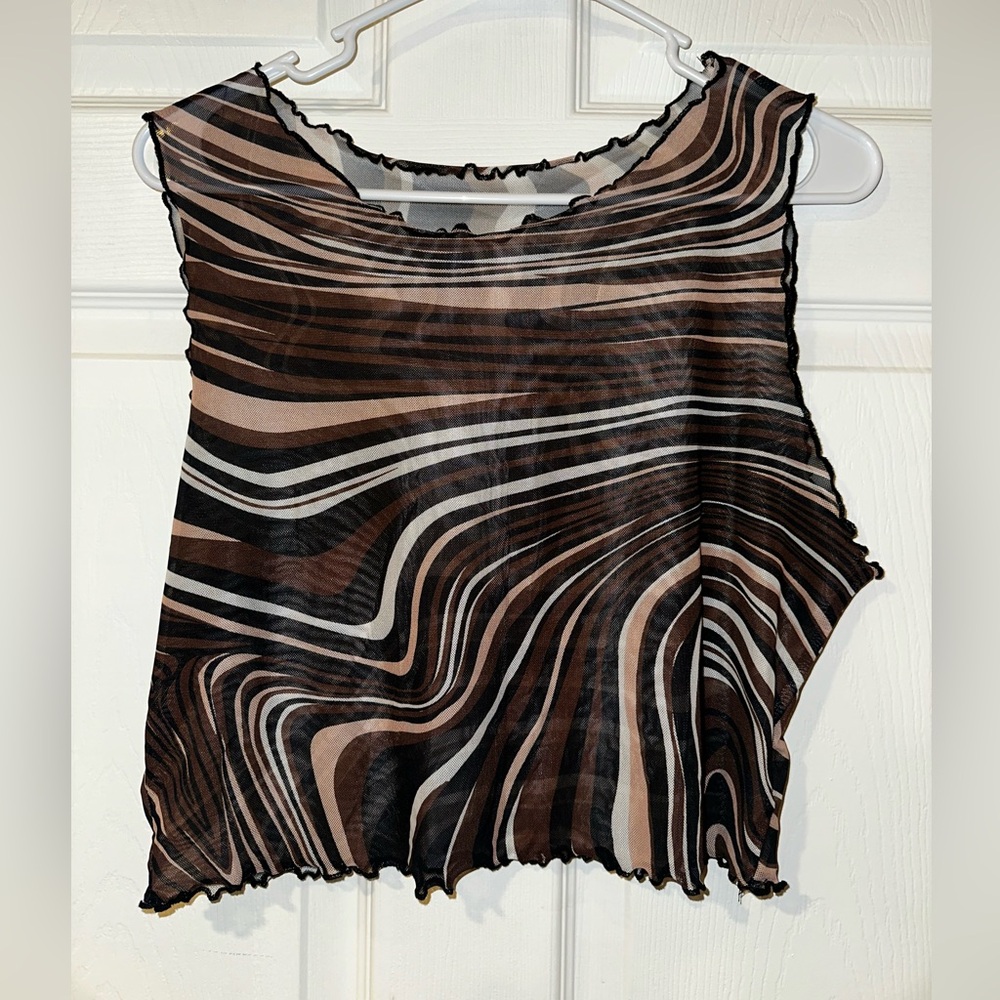 SHEIN Brown and Black Swirl Blouse